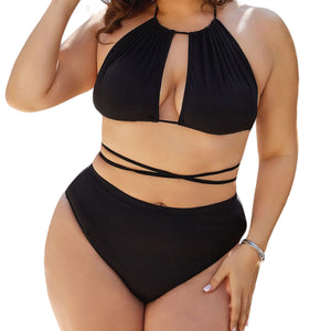 Aruba Plus Size Cutout Tied Backless Bikini Set