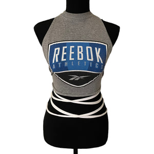 VINTAGE REEBOK ATHLETICS WRAP TOP - GREY/BLUE CLASSIC LOGO