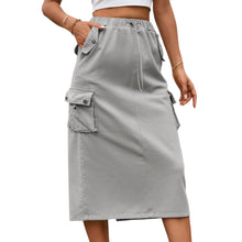 Load image into Gallery viewer, Drawstring Waist Slit Denim Skirt
