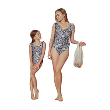 Load image into Gallery viewer, Peru Ruffle Faux Wrap One-Piece in Cat (mommy &amp; me)
