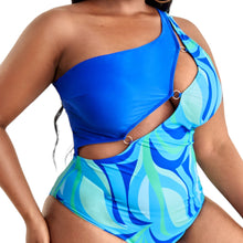 Load image into Gallery viewer, Montego Plus Size Swirls And Ring One-Piece Swimsuit
