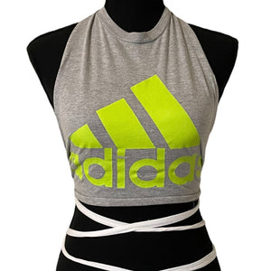 ADIDAS WRAP TOP - GREY/NEON LIME