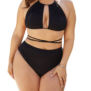 Aruba Plus Size Cutout Tied Backless Bikini Set