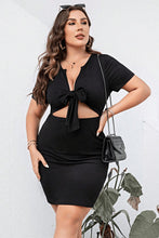 Load image into Gallery viewer, Eliana Plus Size Cutout Tie Front Short Sleeve Dress
