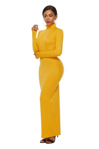 Melanie Mock Neck Long Sleeve Maxi Slim Dress