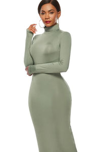 Melanie Mock Neck Long Sleeve Maxi Slim Dress