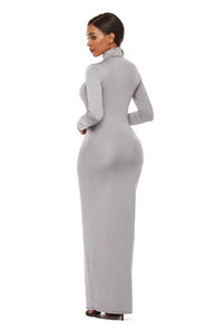 Melanie Mock Neck Long Sleeve Maxi Slim Dress