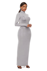 Melanie Mock Neck Long Sleeve Maxi Slim Dress