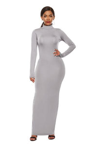 Melanie Mock Neck Long Sleeve Maxi Slim Dress