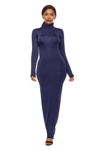 Melanie Mock Neck Long Sleeve Maxi Slim Dress