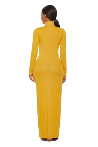 Melanie Mock Neck Long Sleeve Maxi Slim Dress