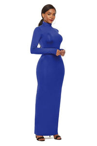 Melanie Mock Neck Long Sleeve Maxi Slim Dress