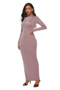 Melanie Mock Neck Long Sleeve Maxi Slim Dress