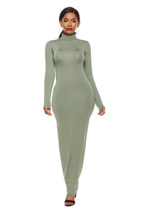 Melanie Mock Neck Long Sleeve Maxi Slim Dress