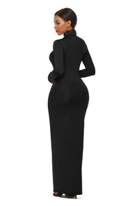 Melanie Mock Neck Long Sleeve Maxi Slim Dress