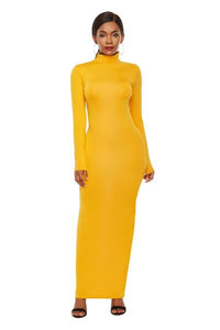 Melanie Mock Neck Long Sleeve Maxi Slim Dress