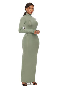 Melanie Mock Neck Long Sleeve Maxi Slim Dress