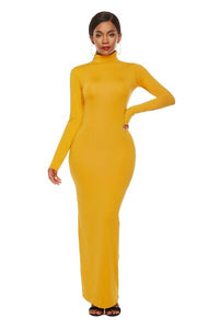 Melanie Mock Neck Long Sleeve Maxi Slim Dress