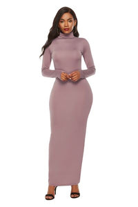 Melanie Mock Neck Long Sleeve Maxi Slim Dress