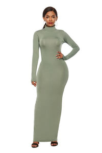 Melanie Mock Neck Long Sleeve Maxi Slim Dress