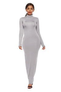 Melanie Mock Neck Long Sleeve Maxi Slim Dress