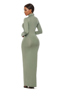 Melanie Mock Neck Long Sleeve Maxi Slim Dress