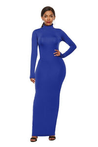 Melanie Mock Neck Long Sleeve Maxi Slim Dress