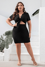 Load image into Gallery viewer, Eliana Plus Size Cutout Tie Front Short Sleeve Dress
