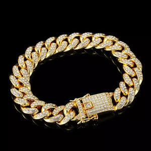 13MM ICED OUT CUBAN BRACELET - GOLD