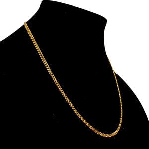 3MM CURBED CUBAN LINK NECKLACE - GOLD