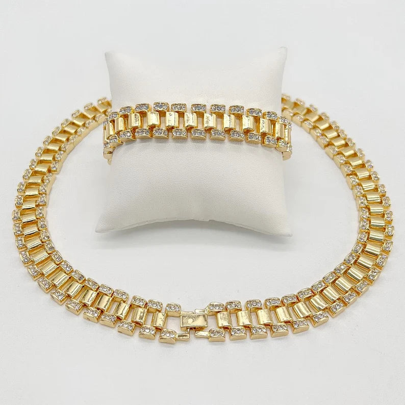 14MM ICED OUT PRESIDENTIAL LINK BRACELET - GOLD