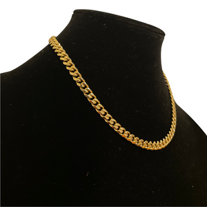 7MM CURBED CUBAN LINK NECKLACE - GOLD