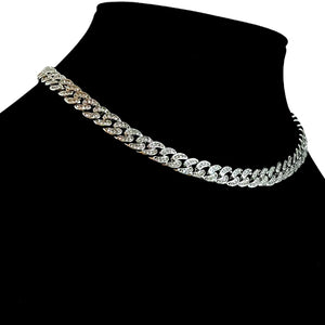 8MM ICED OUT CUBAN NECKLACE - SILVER