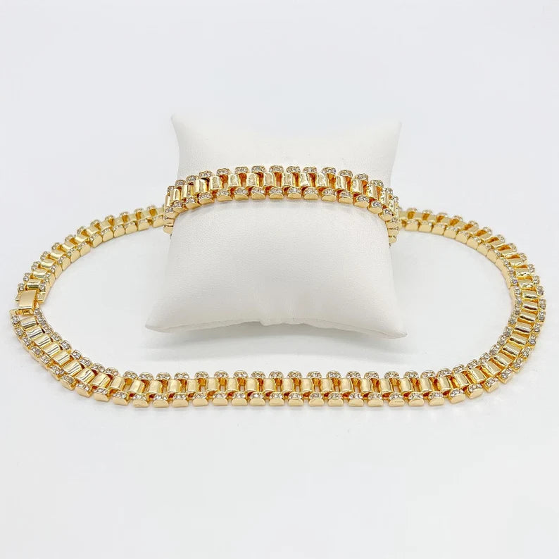 10MM ICED OUT PRESIDENTIAL LINK BRACELET - GOLD